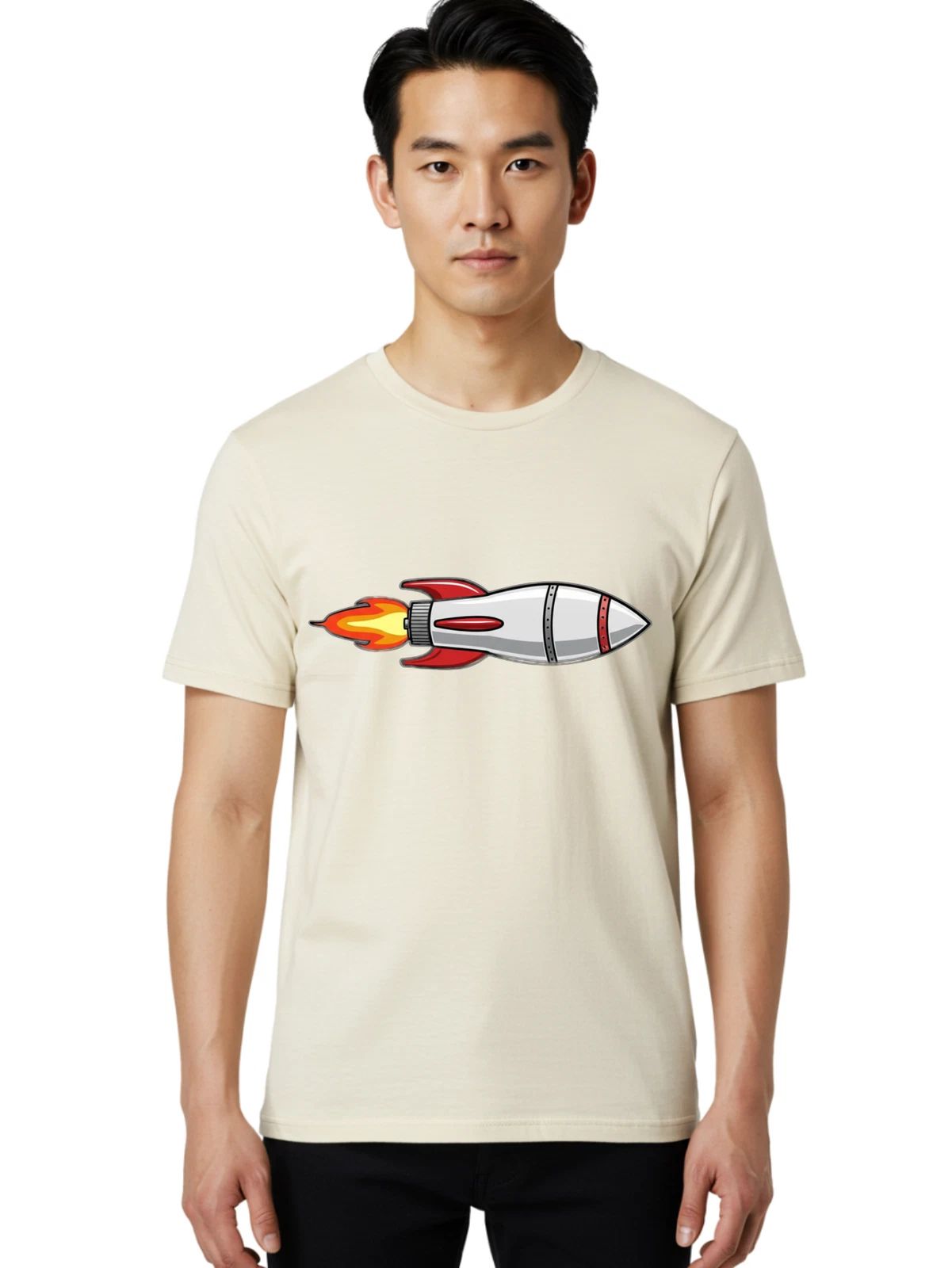 Silver-Rocket Mens Graphic Tee, 100% Cotton, Casual Summer Wear