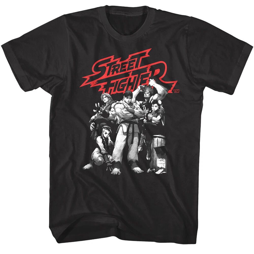 Street Fighter Charcoal Sketch Men's T Shirt Cammy Guile Chun-Li Ryu Ken Capcom