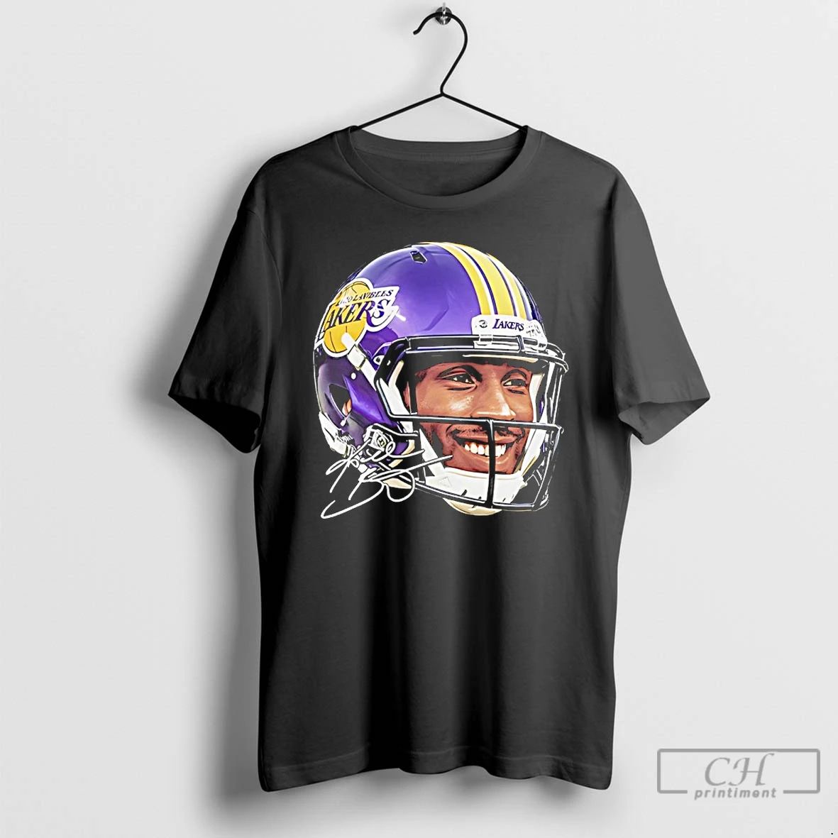 Classic Kobe Bryant Los Angeles Lakers Football Helmet Signature T Shirts Hoodie Longsleeve