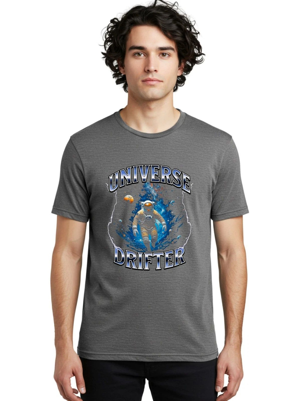 Universe-Drifter Mens Graphic Tee,100% Cotton,Casual Summer Wear