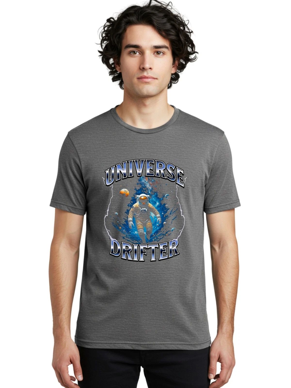 Universe-Drifter Mens Graphic Tee,100% Cotton,Casual Summer Wear