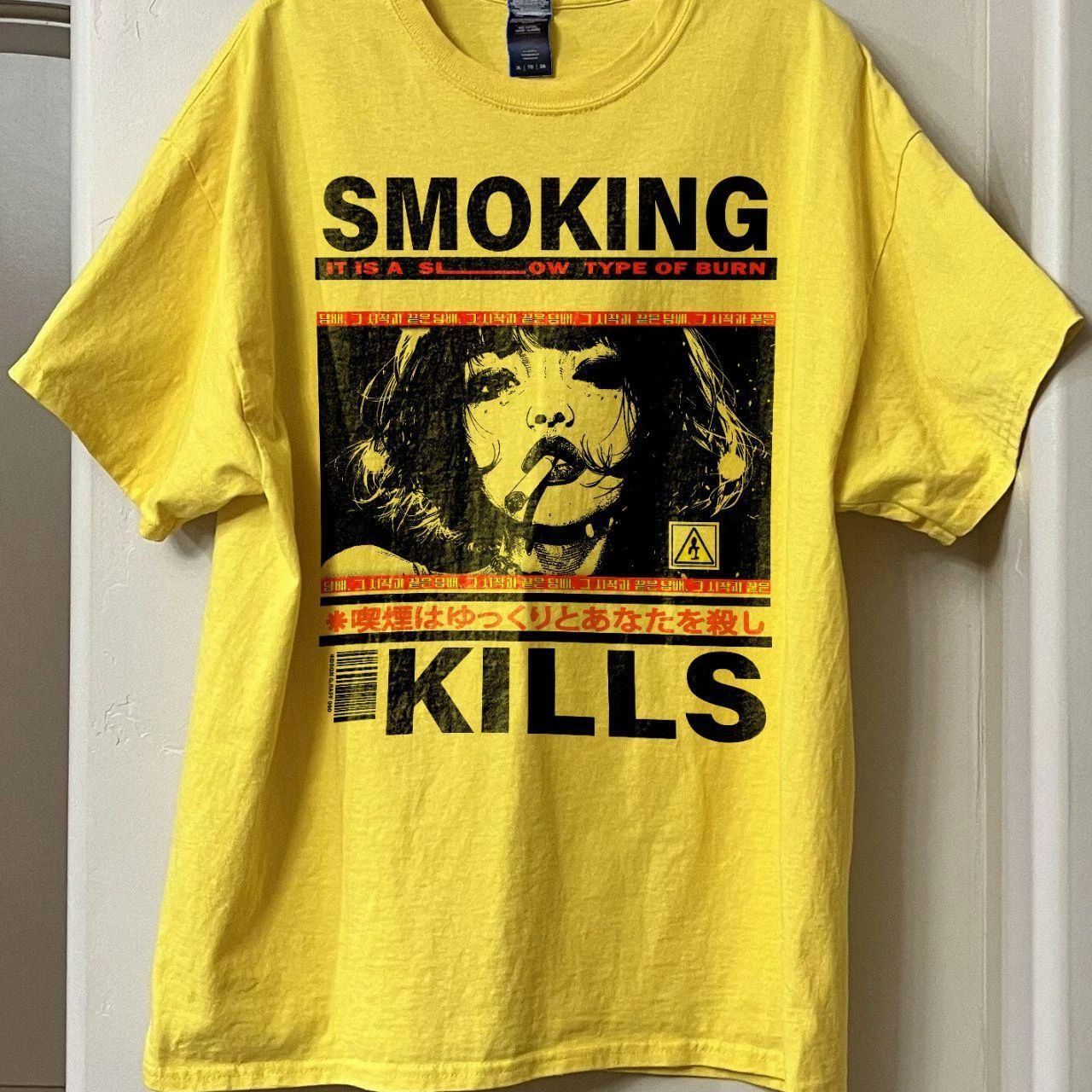 Smoking Kills Retro Manga Style Graphic T-Shirt