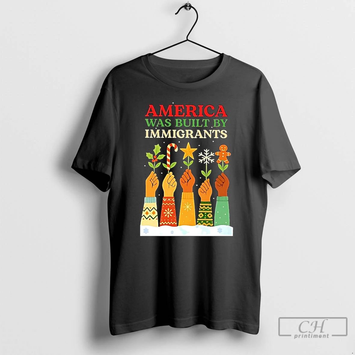Classic America Was Built By Immigrants Christmas T Shirts
