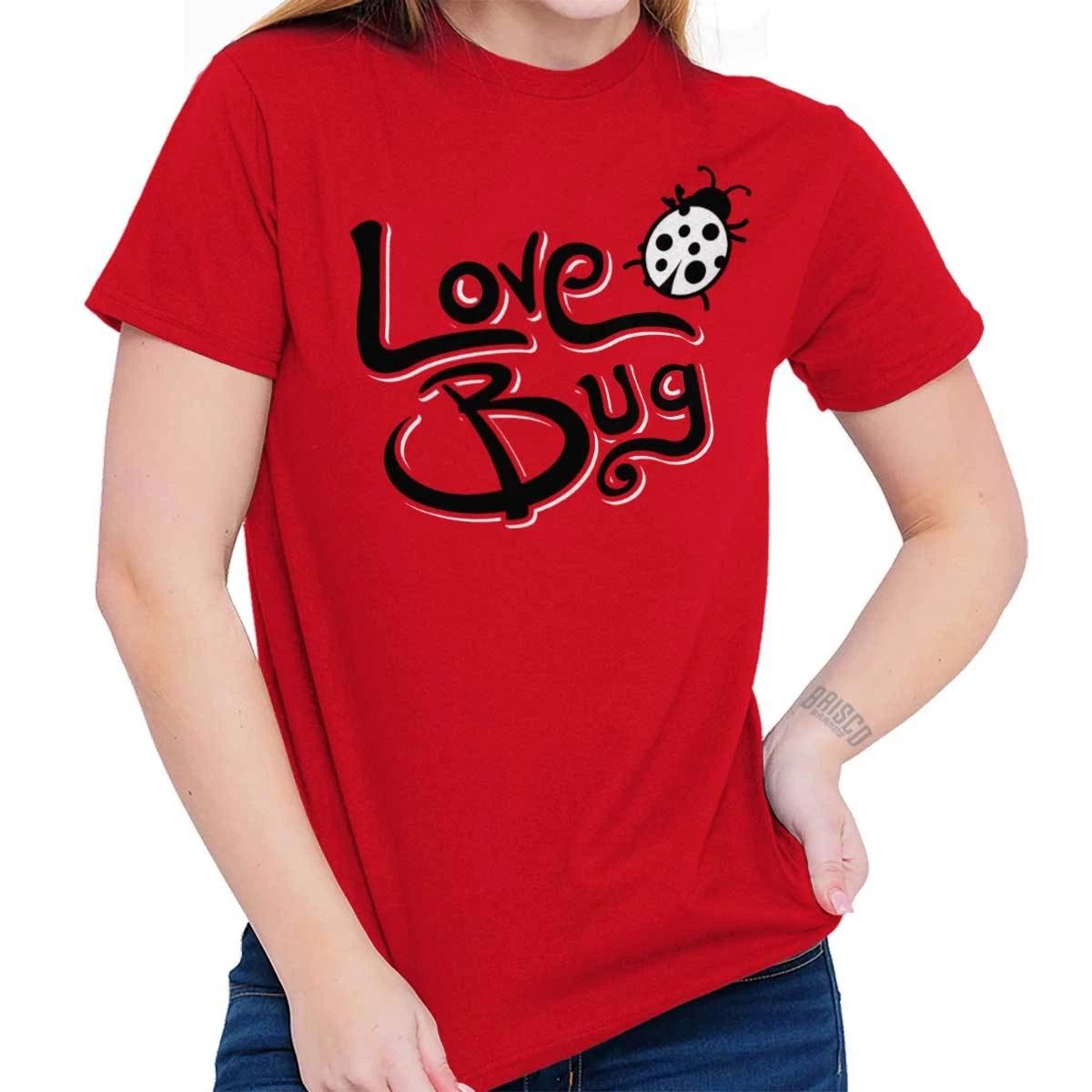 Cute Love Bug Sweet Romantic Valentine's Day Womens Graphic Crewneck T Shirt Tee