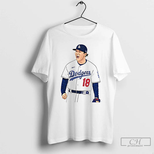 Classic Yoshinobu Yamamoto Los Angeles Dodgers 18 Pitcher Graphic T Shirts