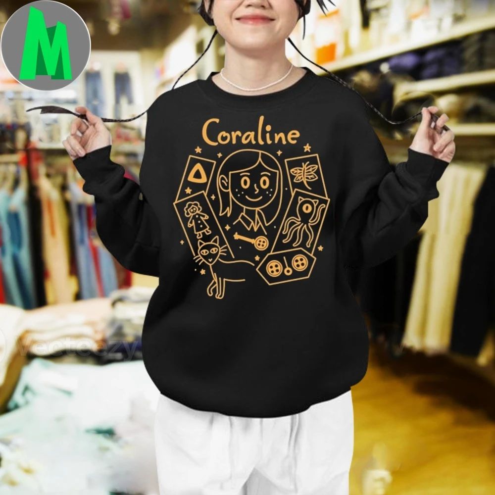 Coraline Movie Inspired Creepy Cute Button Eyes Shirt