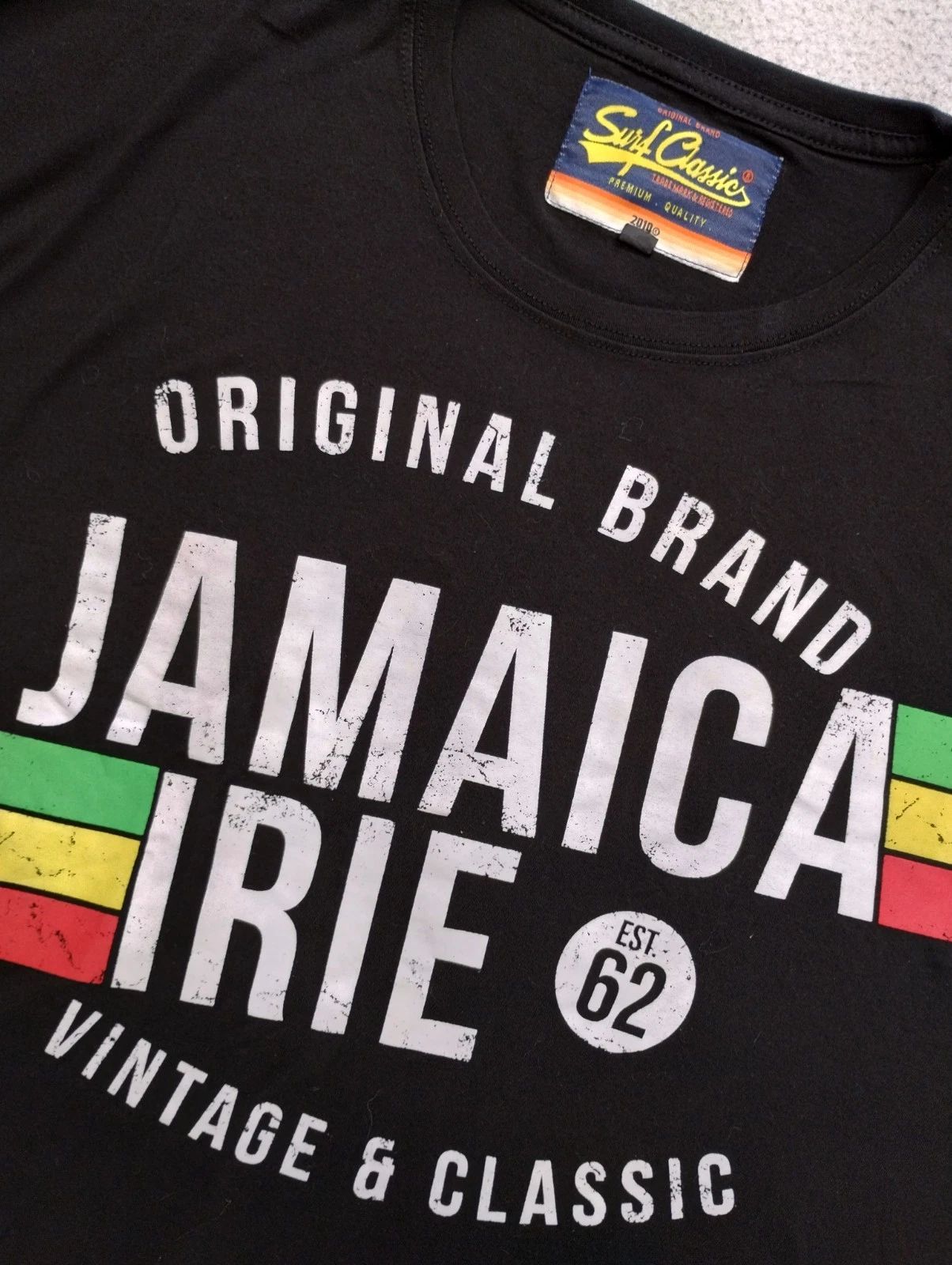 Surf Classics Jamaica Irie T Shirt 4XL Mens Black Rasta Short Sleeve Carribean