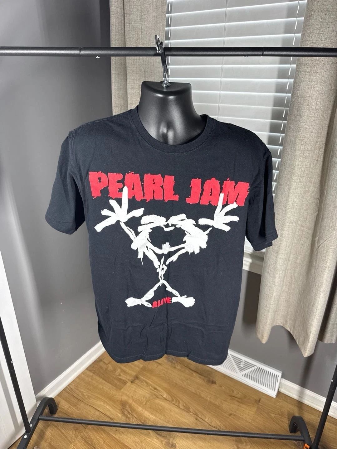 Pearl Jam Alive Stickman Black T-Shirt with Back Setlist Graphic