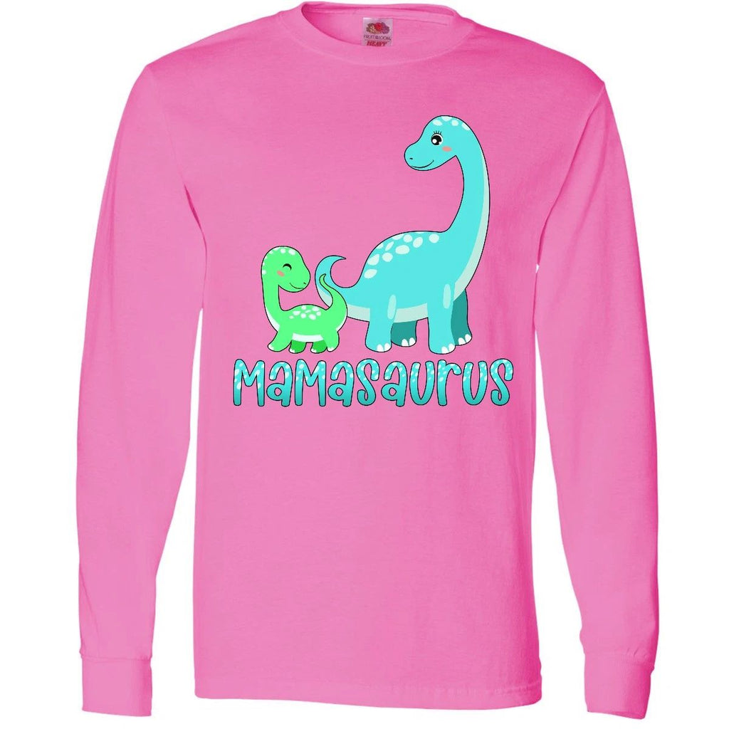 Inktastic Mamasaurus With Cute Brontosaurus Family Long Sleeve T-Shirt Mothers