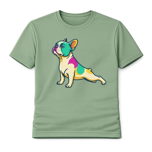 Pop Art French Bulldog Yoga T-Shirt Downward Dog Meditation Frenchie Unisex Tee