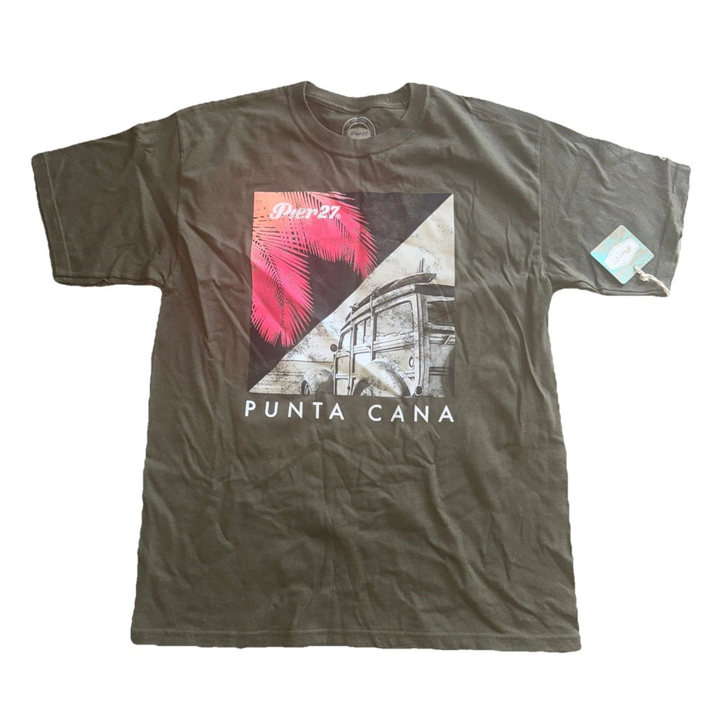 Pier 27 Punta Cana T Shirt Men’s Large Army Green Beach Vacation New Graphic