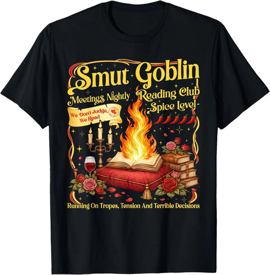 Vintage Smut Goblin Dark Romance Bookish Book Lover Men Women TShirt,Gildan 5000