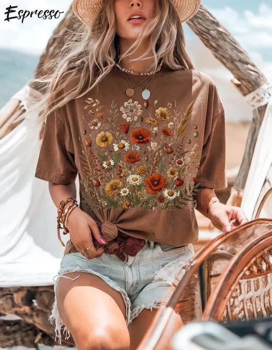 Boho Wildflowers Comfort Tee Cottagecore Floral Shirt
