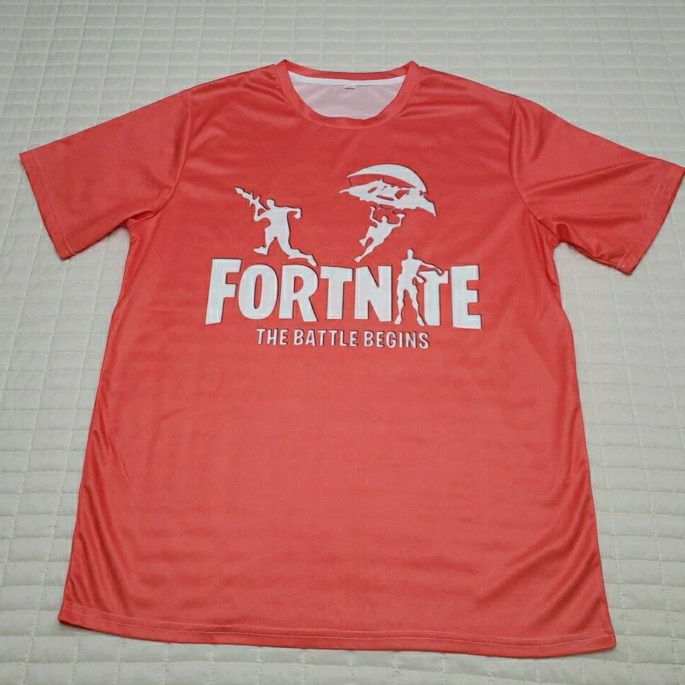 Fortnite Shirt Mens XLarge Orange Short Sleeve Battle Begins Gamer 2 Sided