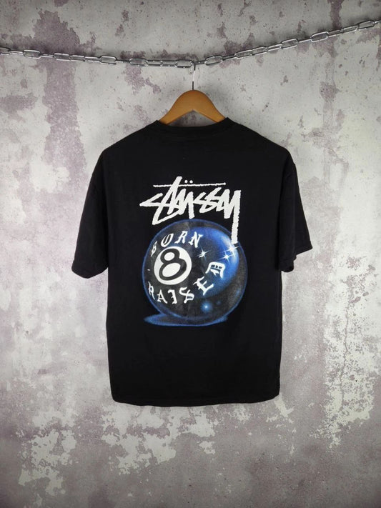 Stussy x Born Raised T-Shirt Big Logo Black Y2K USA Size L
