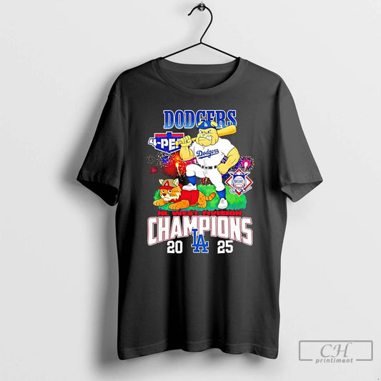 Classic Los Angeles Dodgers 4 Peat Nl West Division Champions 2025 Mascot T Shirts