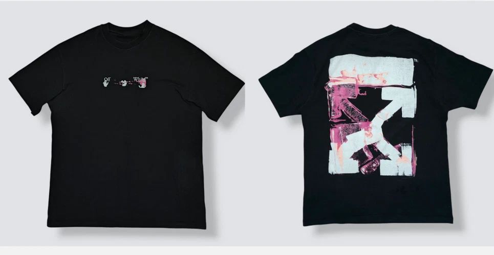 Men’s Off White Slim Fit Tee Reprint Acrylic Arrow Graphic T-Shirt S-5XL