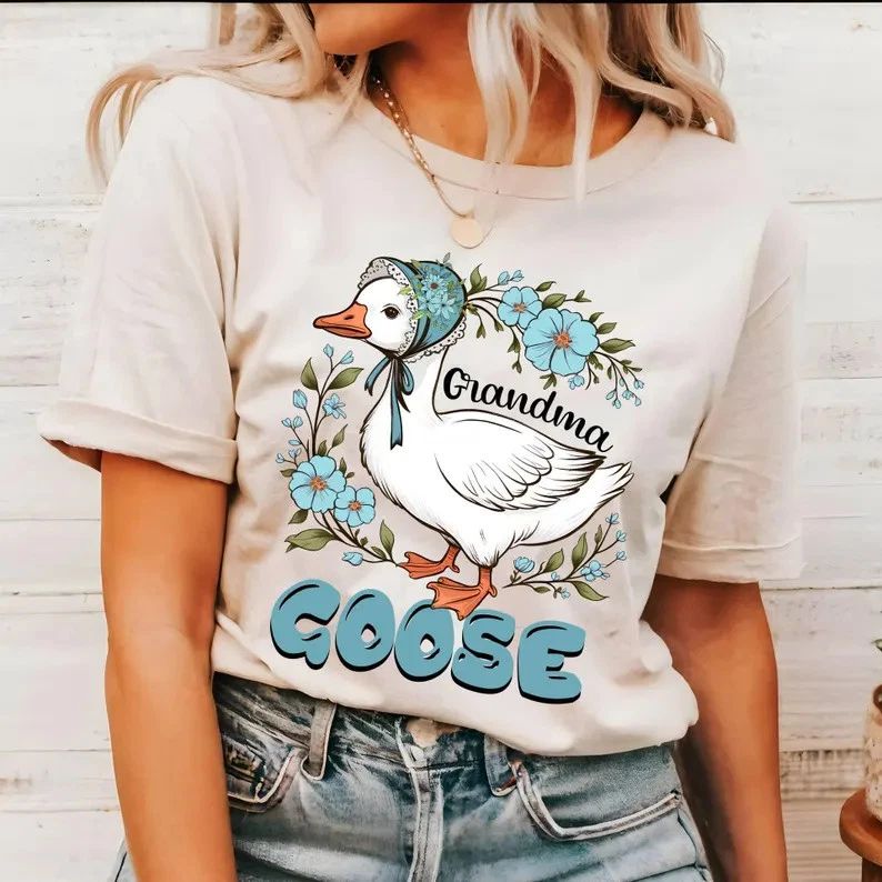 Floral Mama Goose Comfort Tee Shirt Cute Mom Gift