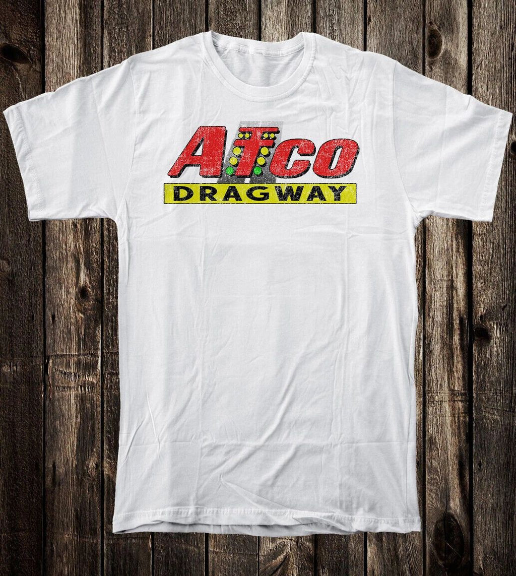 Retro Hot Rod Tee T Shirt 100% Cotton Speed Racing Drag Race Atco Dragway NJ