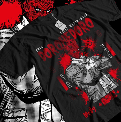 Anime Dorohedoro Shin Ebisu Noi Kaiman Nikaido Graphic Black T-Shirt Size S-5XL