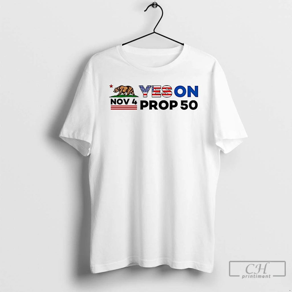 Premium Nov 4 Yes On Prop 50 Bear With American Flag T Shirts