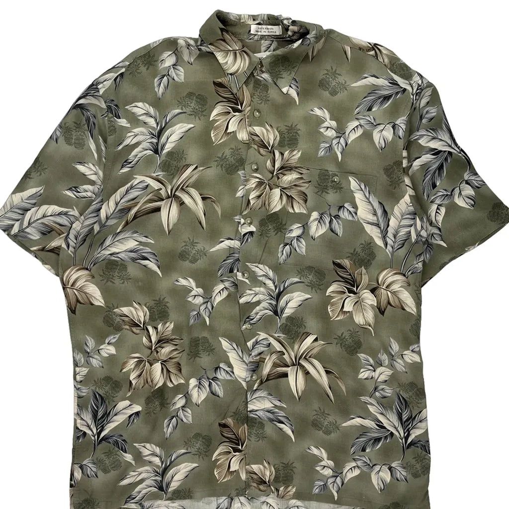 Pierre Cardin Hawaiian Shirt - Large Green Viscose