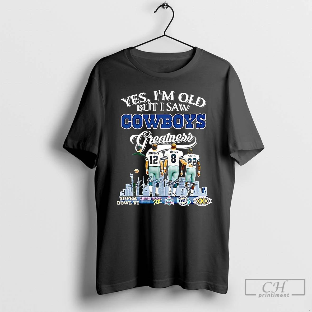 Premium Roger Staubach Troy Aikman Emmitt Smith Yes Im Old But I Saw Cowboys Greatness