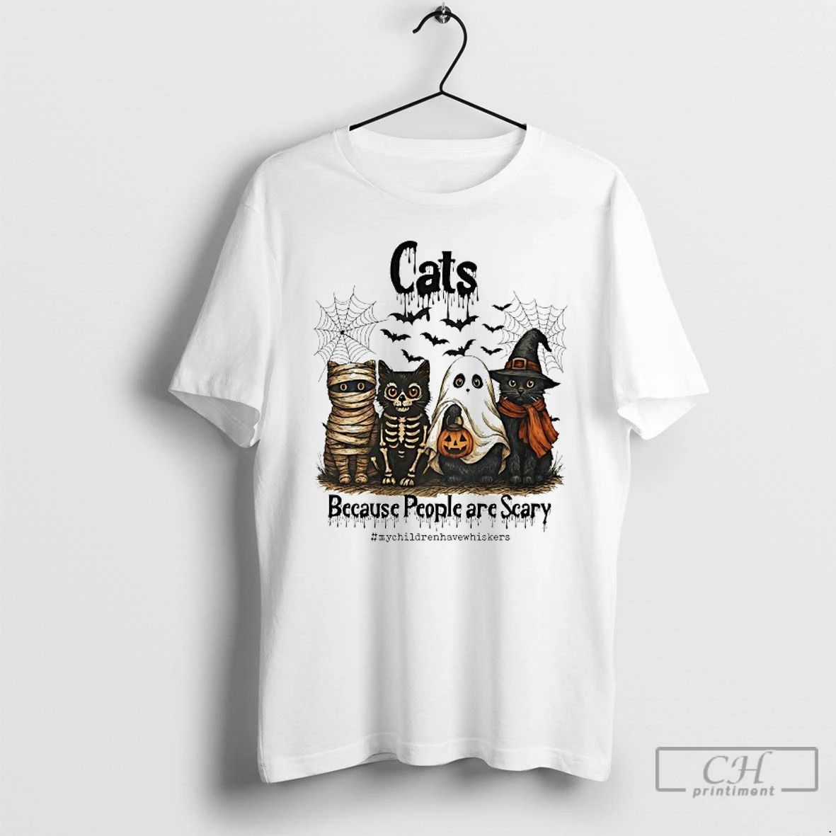 Premium Cats Because People Are Scary Halloween T Shirts