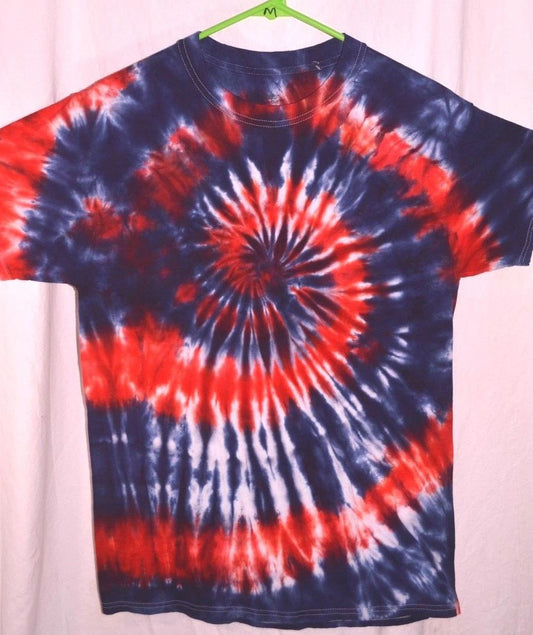 Tie Dye T Shirt Mens M Womens M L Red Navy Hippy Boho OOAK
