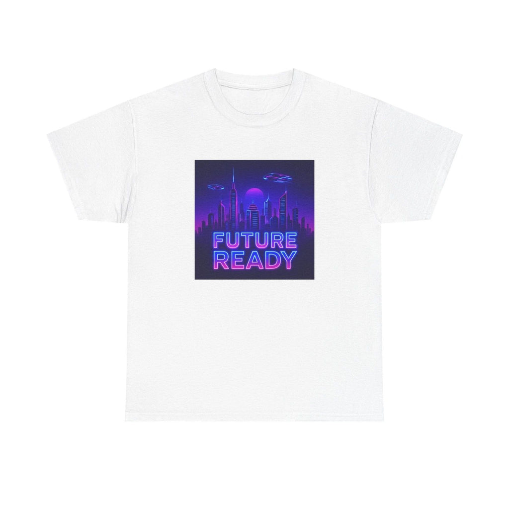Unisex Adult T Shirt Future Ready Neon City Skyline Sci-Fi