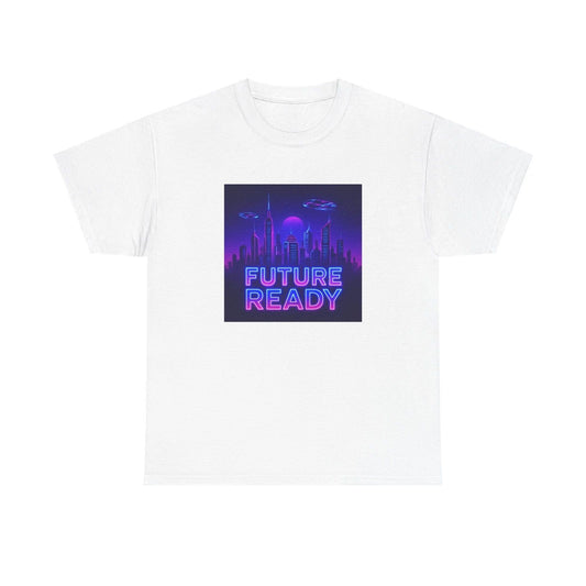 Unisex Adult T Shirt Future Ready Neon City Skyline Sci-Fi