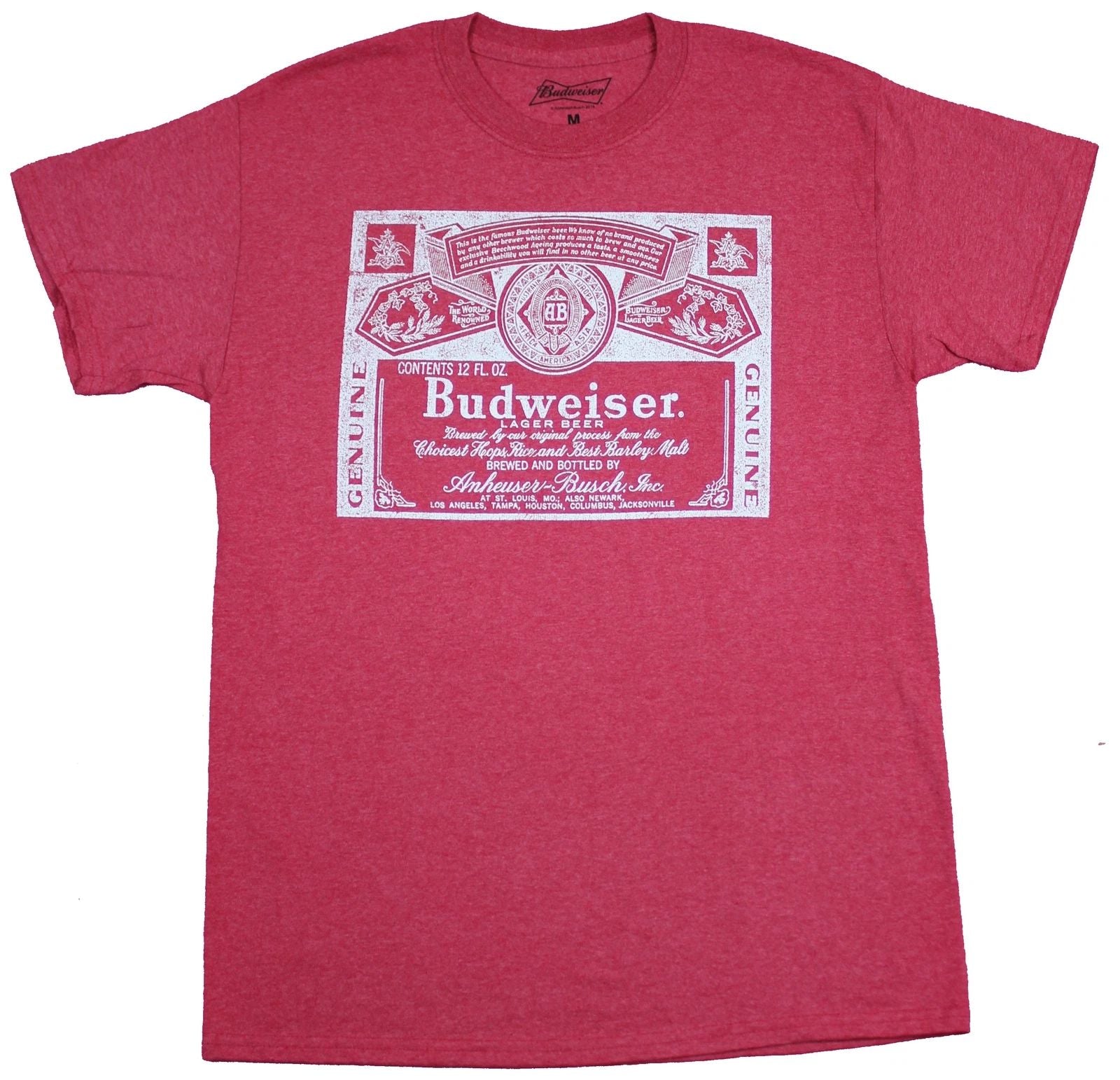 Budweiser Adult New T-Shirt  - Classic Simple White Print Bottle Label