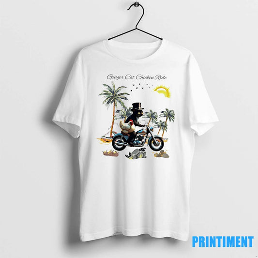 Ginger Cat Chicken Ride Sun Cloud Tshirts Sweater