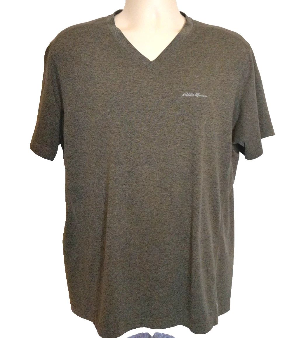 Eddie Bauer Men's Brown Freedry V-Neck Pullover T-Shirt size Large