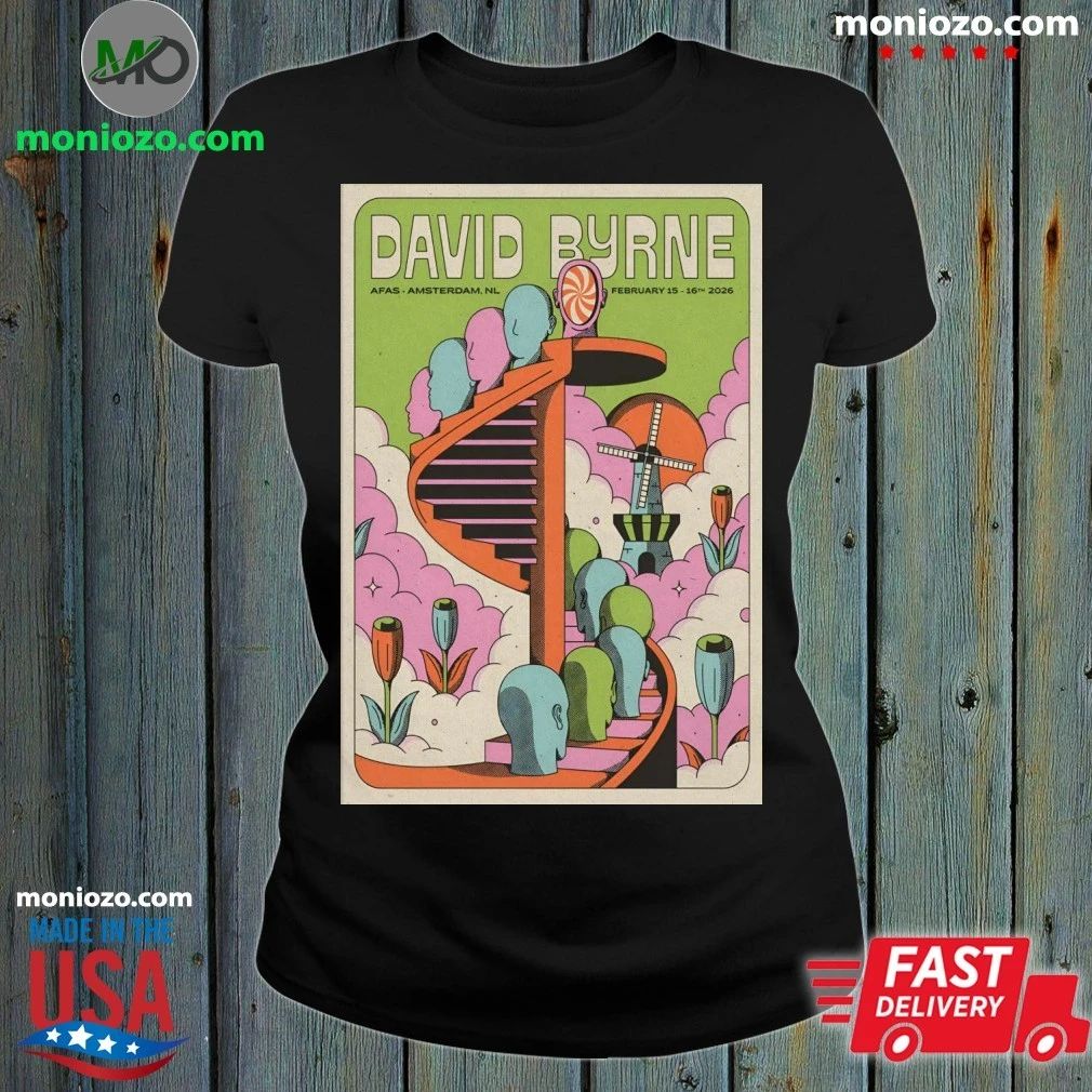 Original David Byrne In Amsterdam NL On Feb 15-16 2026 Poster Graphic T-Shirt