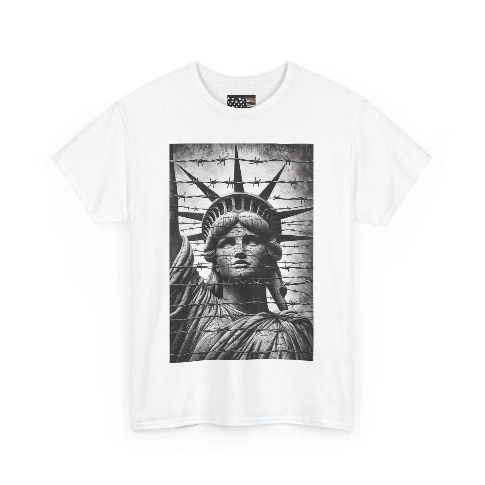 Unisex Heavy Cotton Tee crying statue of Liberty in America original t-shirt art