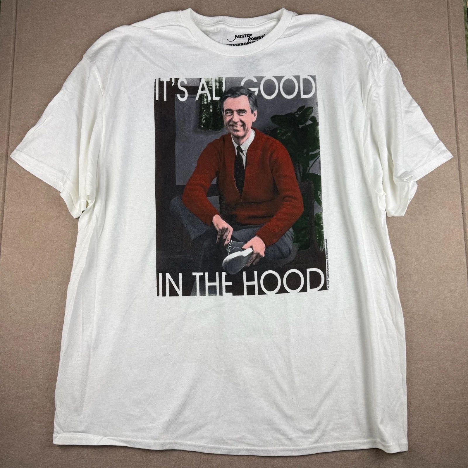 Mister Rogers Shirt Mens 2XL White Funny TV Graphic Its All Good Hood Tee