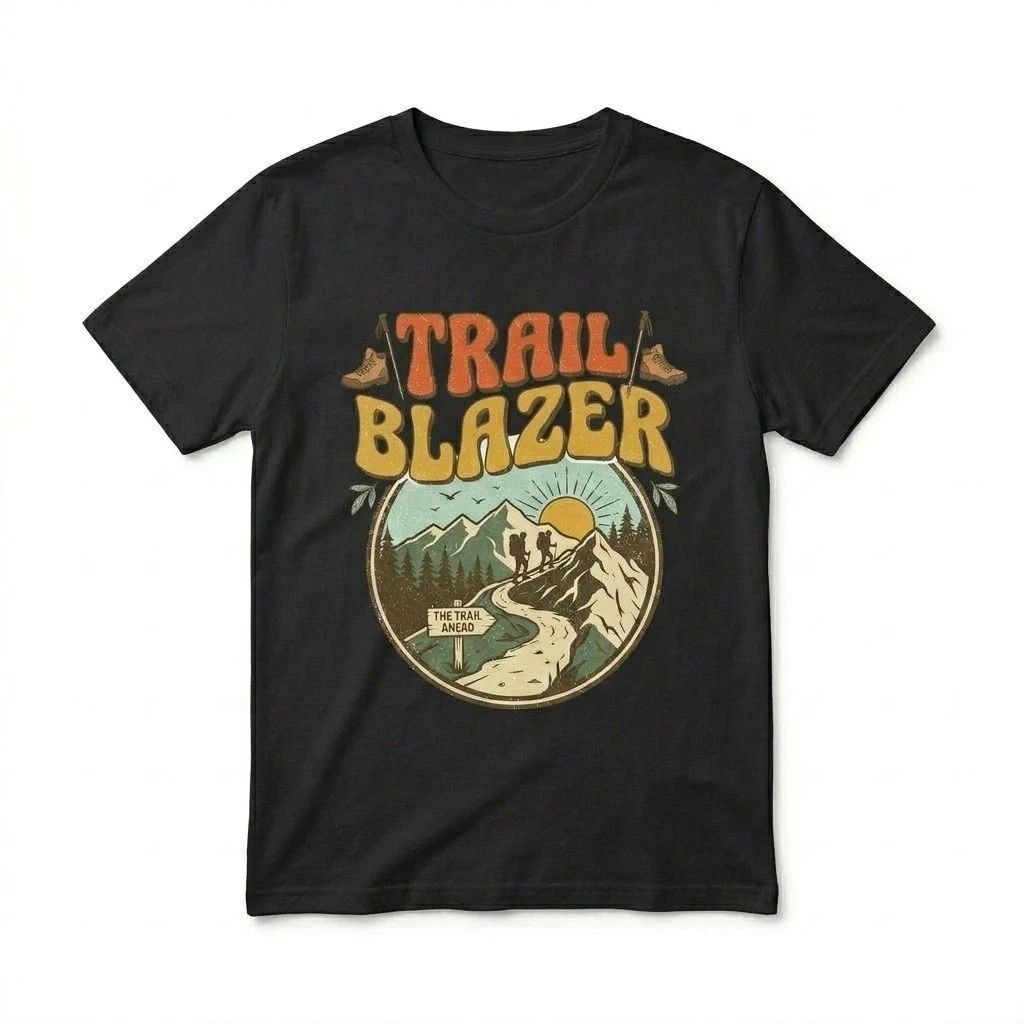 Vintage Trail Blazer Hiking T-Shirt Retro Mountain Outdoor Adventure Graphic Tee