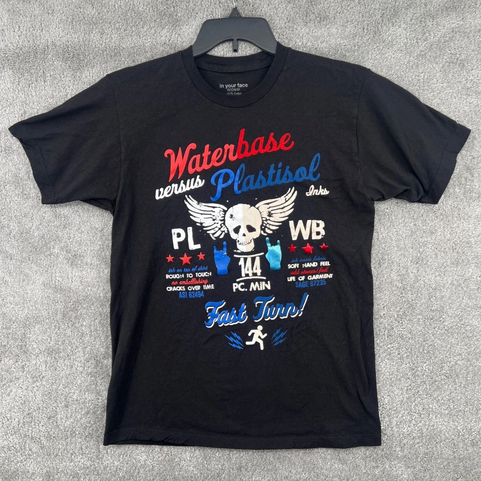In Your Face Apparel Waterbase Versus Plastisol Inks Graphic T-Shirt Mens L