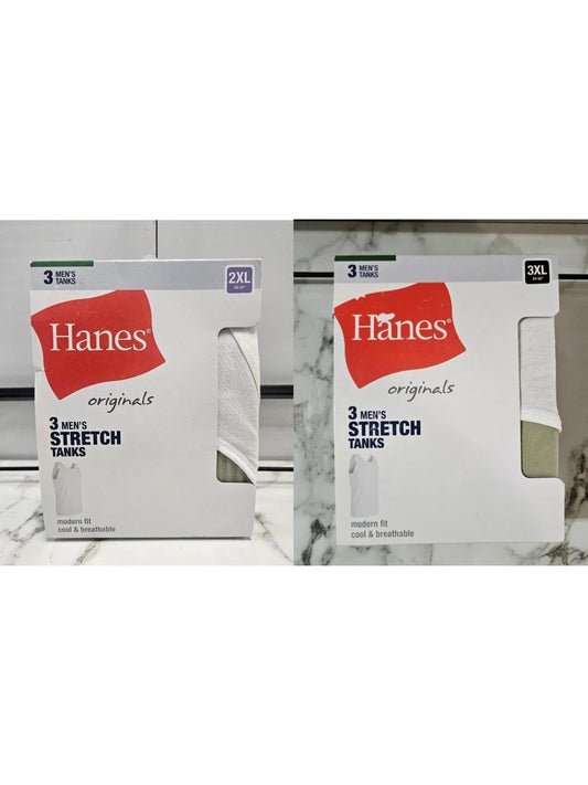 Hanes Originals Men's Stretch Tanks 3 Pack Moisture-Wicking Cotton Tagless Cool