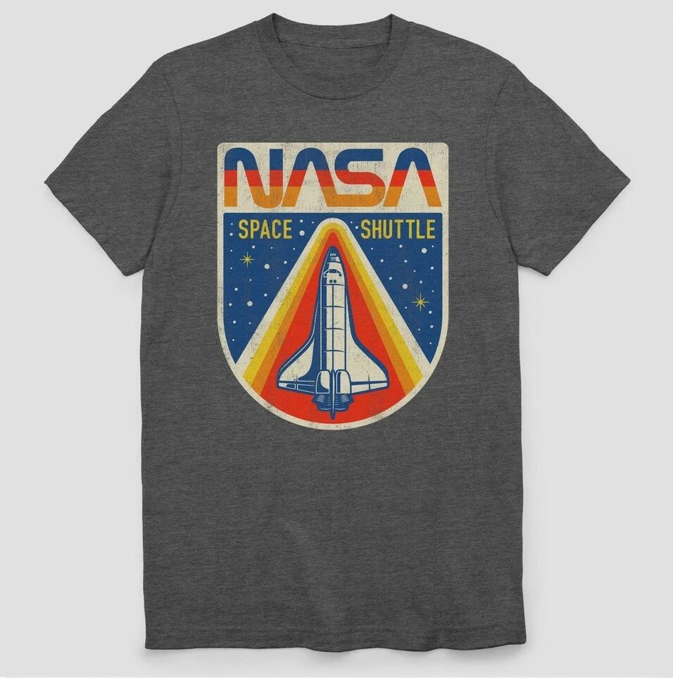 NASA Space Shuttle Logo T-shirt Mens S SMALL Gray Cape Canaveral Rocket NWT