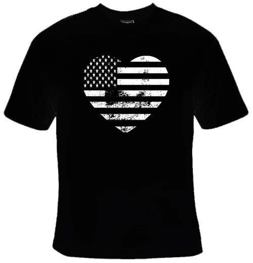 USA Flag Heart Shaped Patriotic Graphic T-shirt