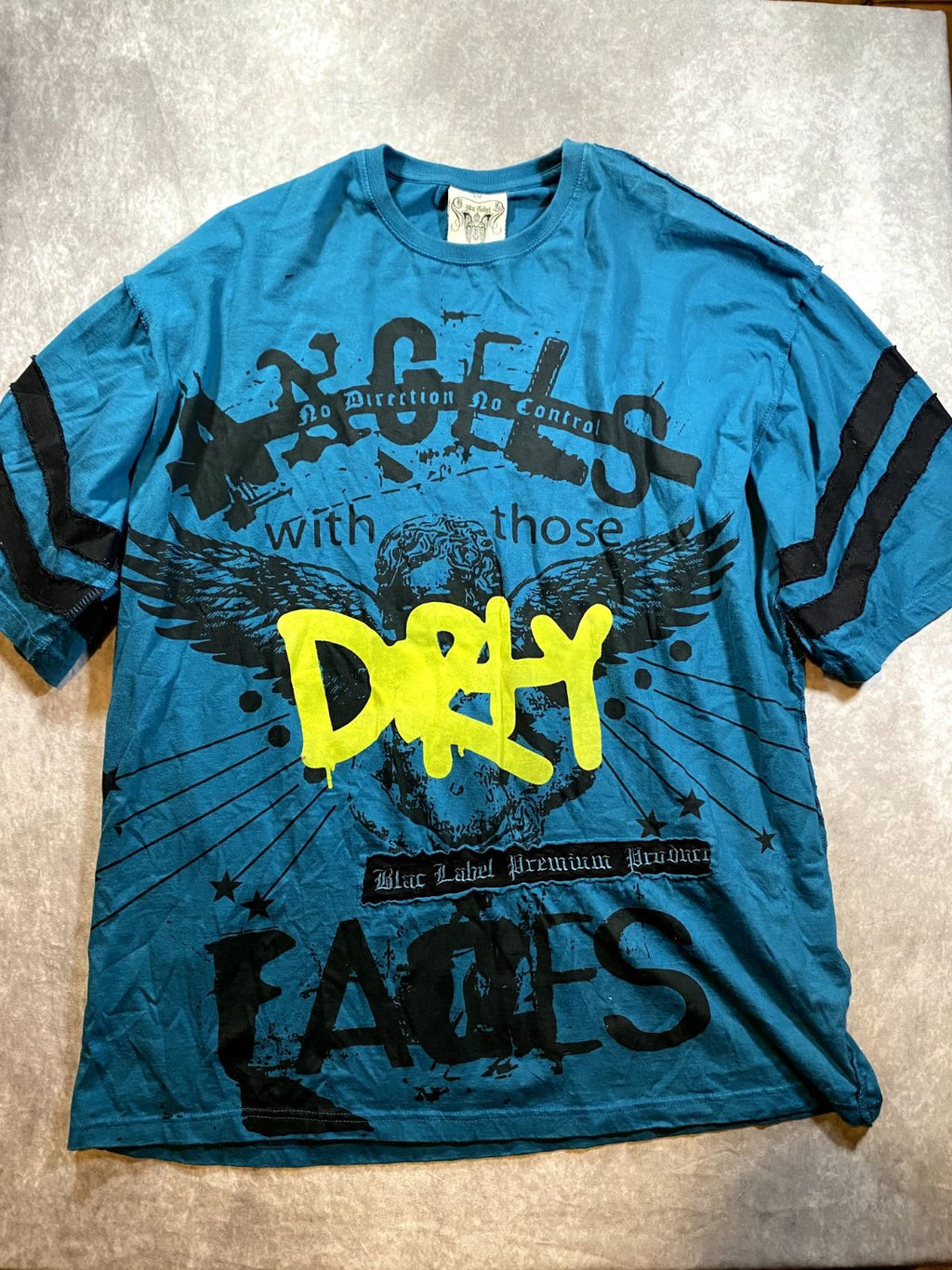 Vintage Black Label Premium Mens Tshirt Rare Print Streetwear Size 4x (2xl)