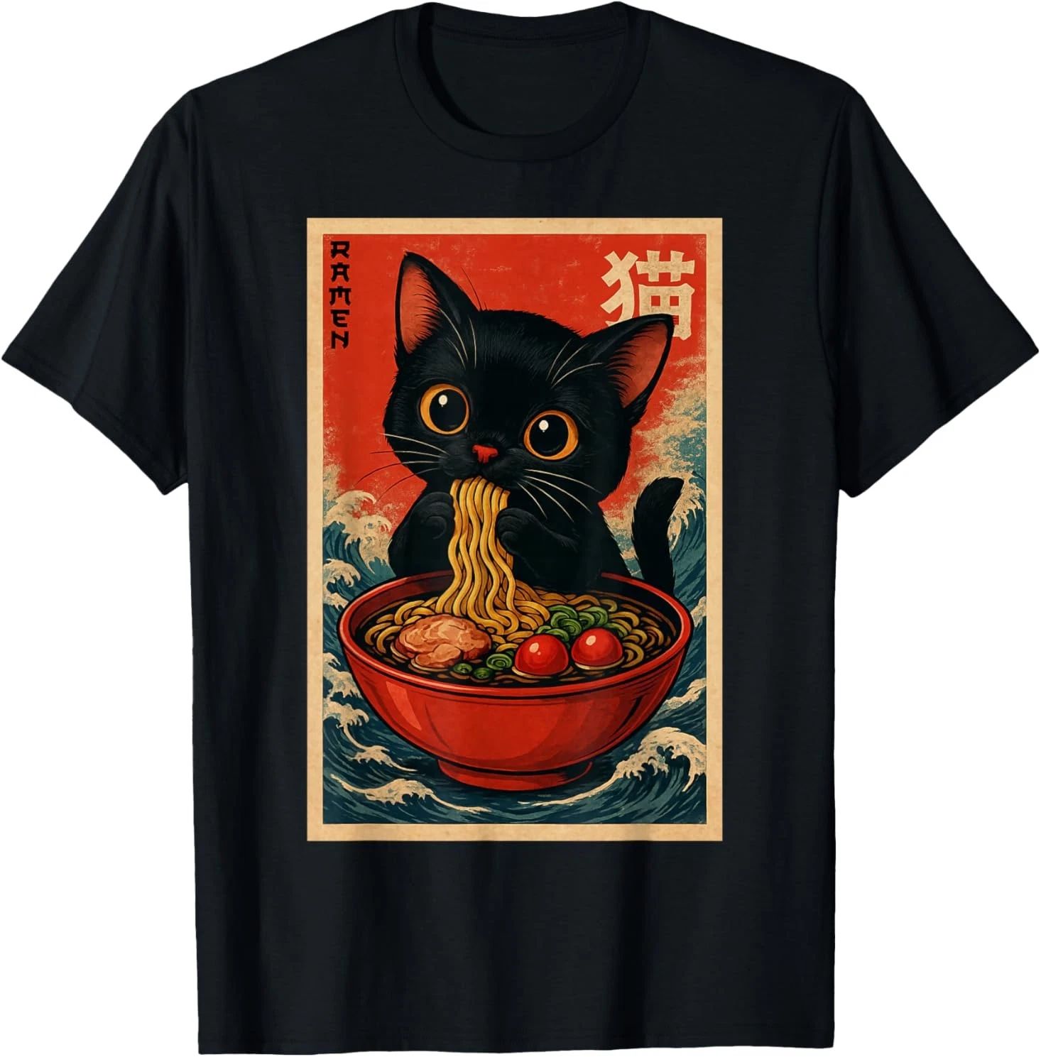 Kawaii Anime Cat Ramen Japanese Graphic Tees Men Women Teens T-Shirt