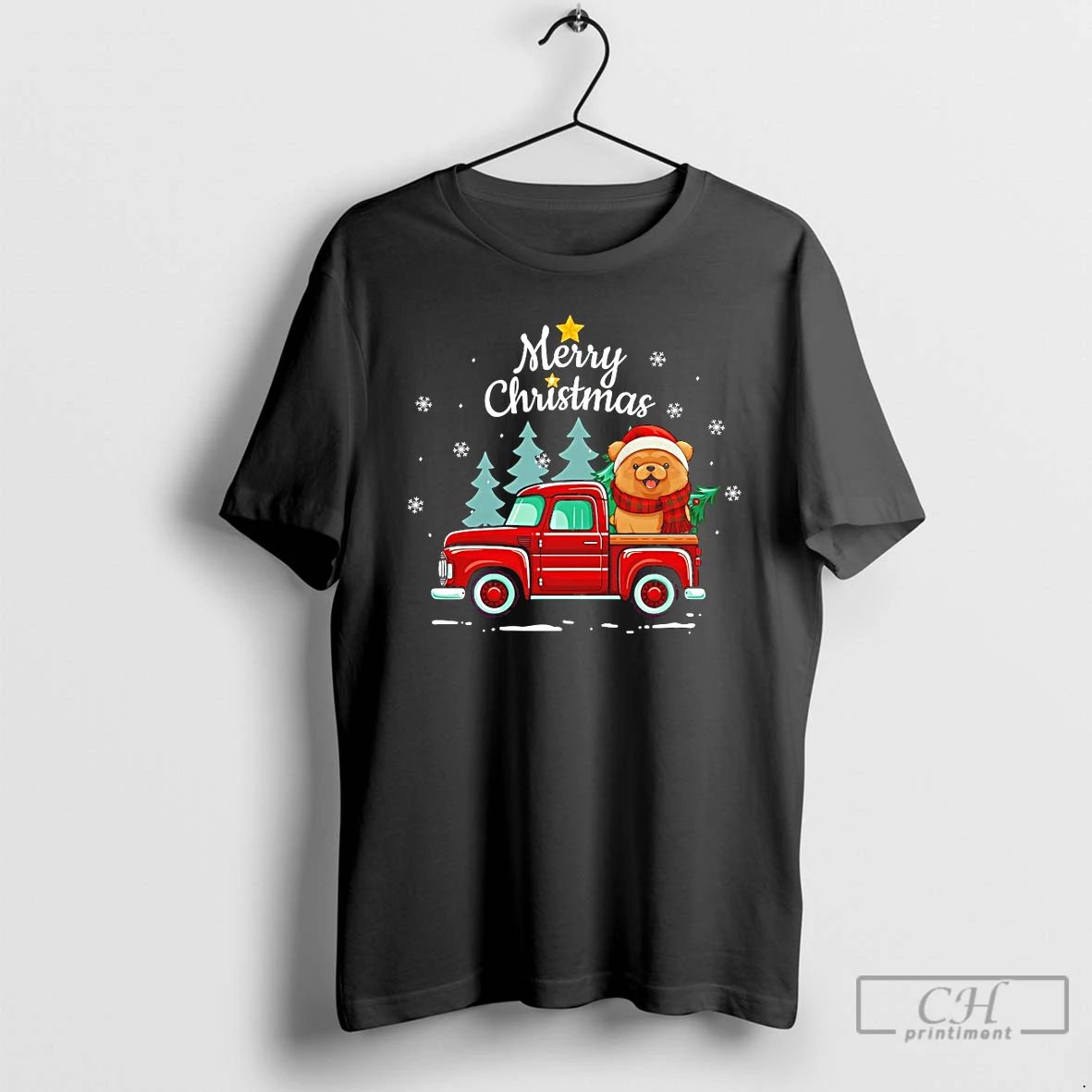 Classic Merry Christmas Chow Chow Truck T Shirts