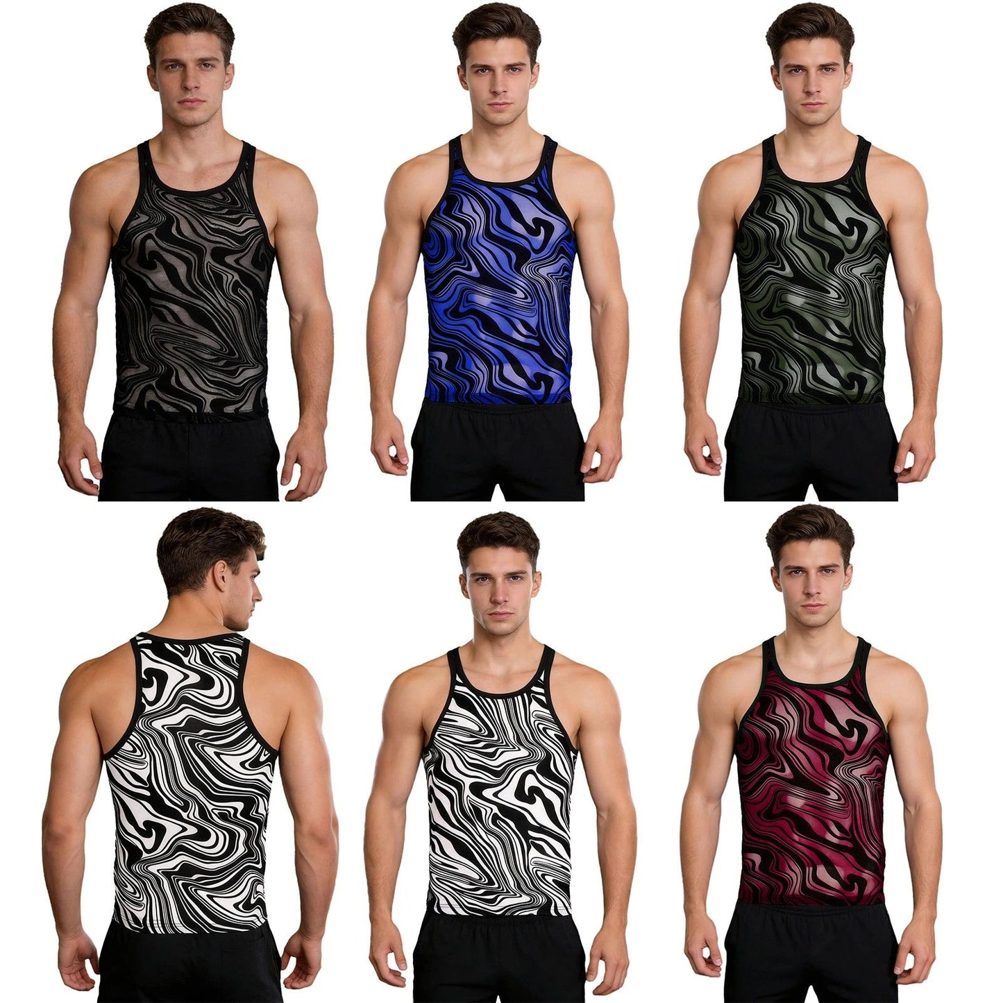 Men's Tank Top Sleeveless T-Shirt Mesh Undershirts Daily Wear Shirts Beach Gym