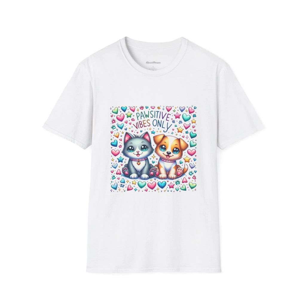 Pawsitive Vibes Softstyle T-Shirt, Cute Animal Lover Tee, Positive Vibe Shirt