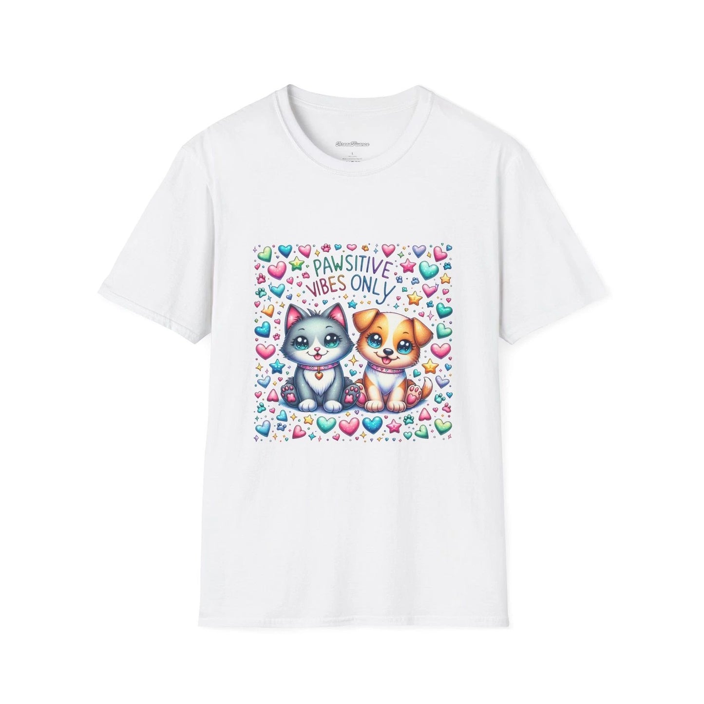 Pawsitive Vibes Softstyle T-Shirt, Cute Animal Lover Tee, Positive Vibe Shirt