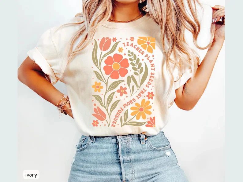 Boho Flower Teacher Positivity Comfort Tee