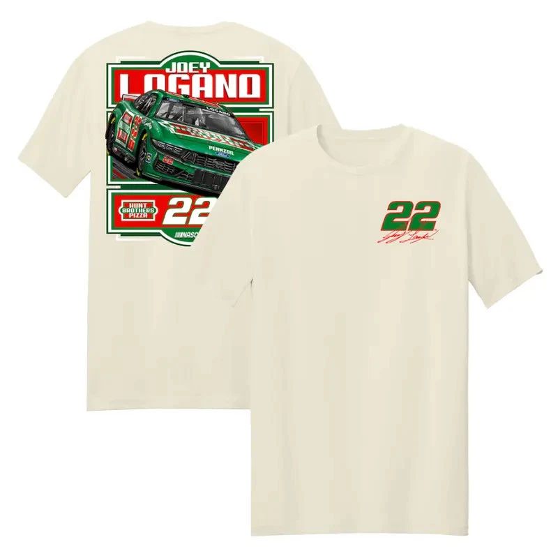 Joey Logano Hunt Brothers Pizza Car T-Shirt – Team Penske Natural Racing Tee – B